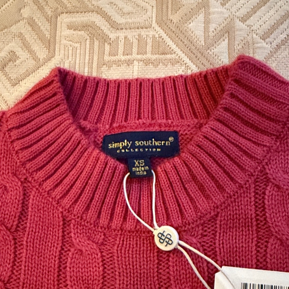 Simply Southern Salmon Emma Cable Knit Sweater/NWT/XS - Picture 8 of 12